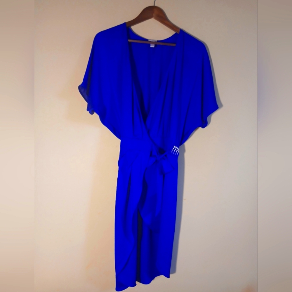 LA PERLA Italy Exquisite Abito Incrociato Vibrant Blue Wrap Dress Sz 38 IT Sz S